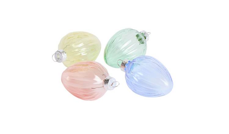 Argos Home Pack of 4 Egg Shapped Glass Hanging Decorations
