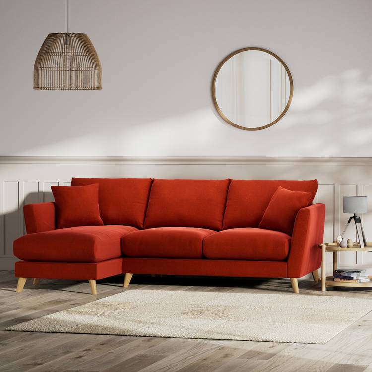 Habitat Lomond Left Hand Corner Sofa - Orange - Ash Leg 0