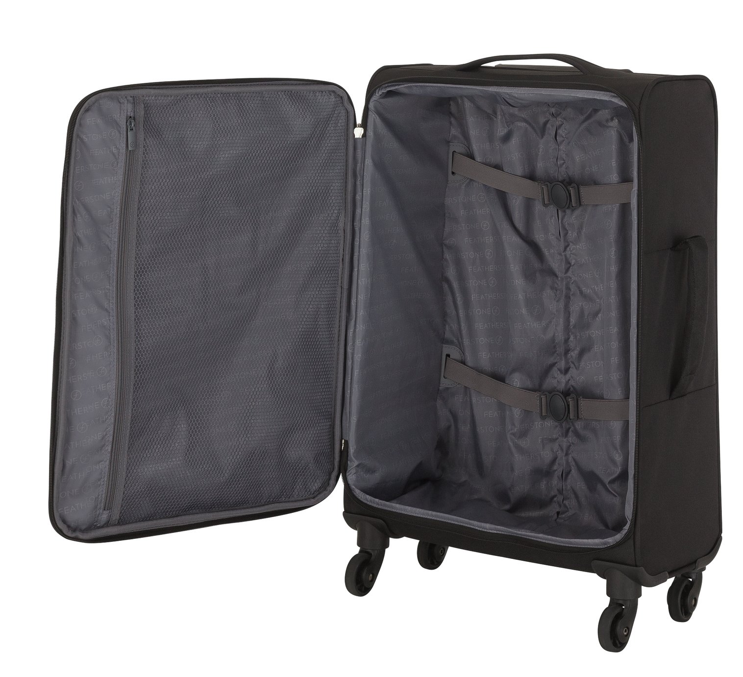 Featherstone 4 Wheel Soft Medium Suitcase - Black