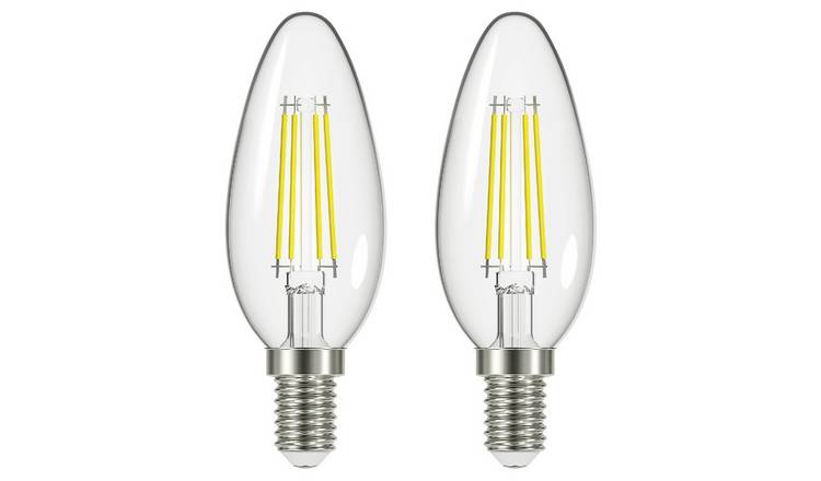 Argos Home 3.4W LED E14 Filament Candle Light Bulb - 2 Pack