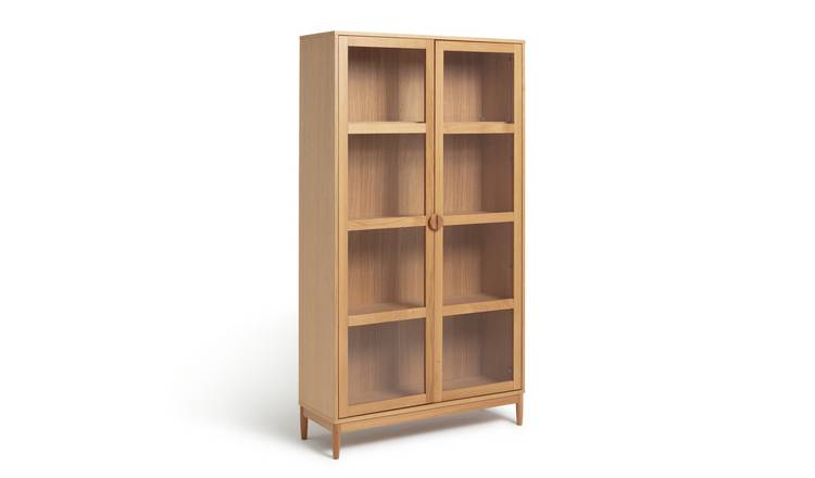 Habitat Cornelia 2 Door Glass Tall Display Cabinet - Natural