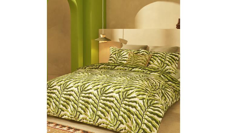 Habitat Leaf Printed Green Bedding Set - Superking