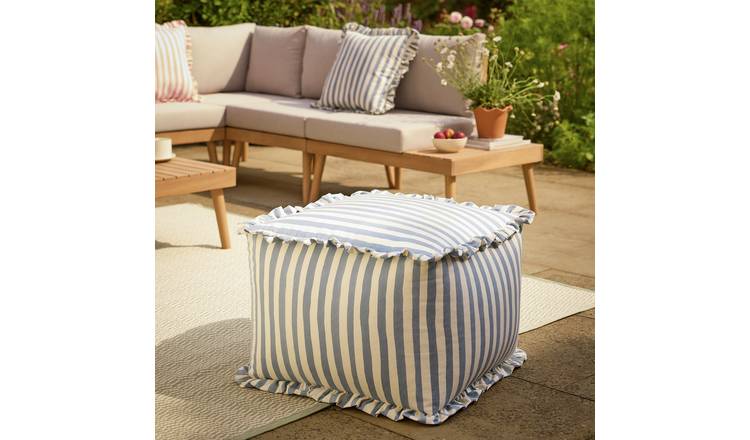 Habitat Blue and White Stripe Pouffe