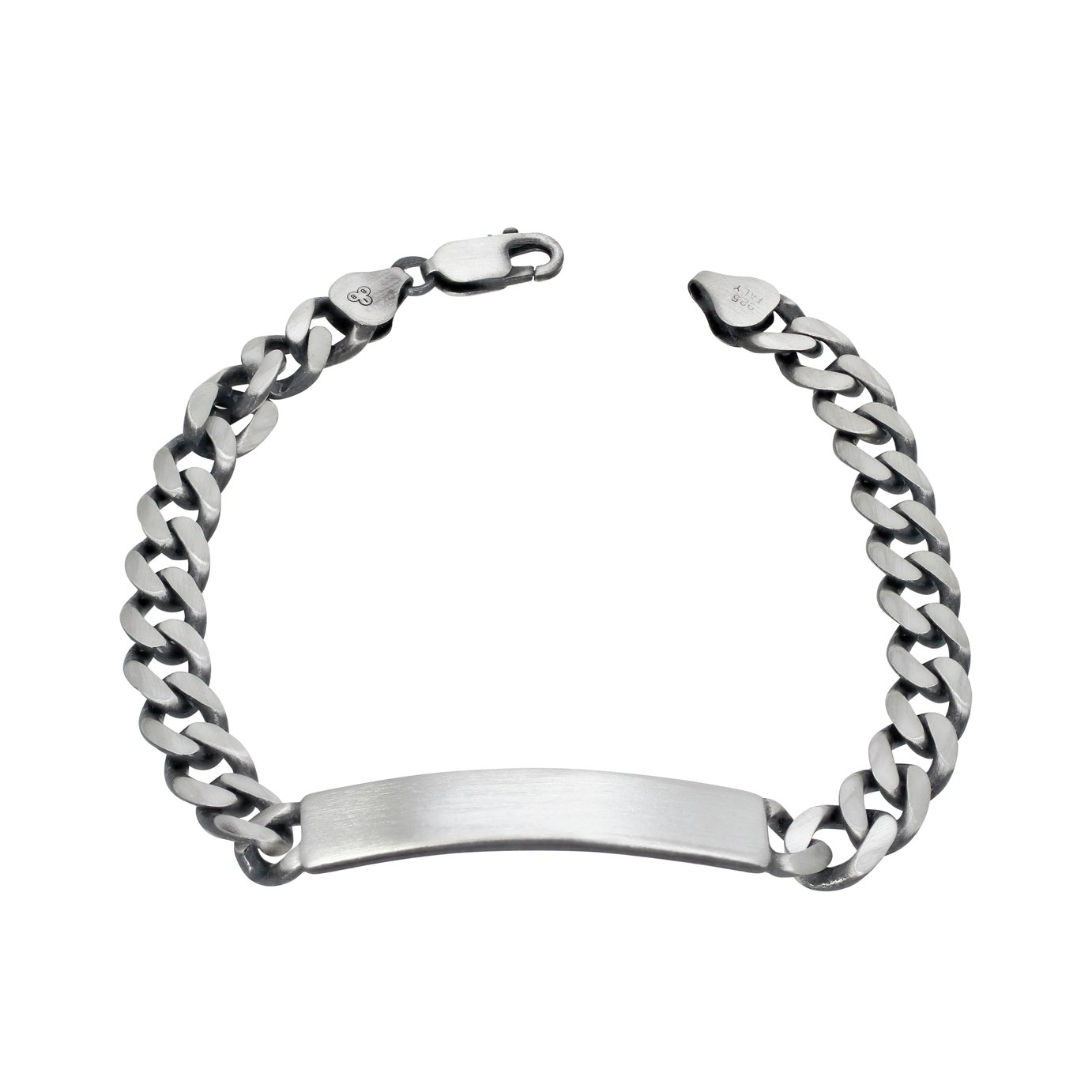 Men's Sterling Silver Personalised Oxidised ID Bracelet