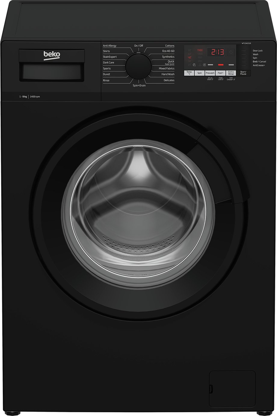 Beko WTL94151B 9KG 1400 Spin Washing Machine - Black
