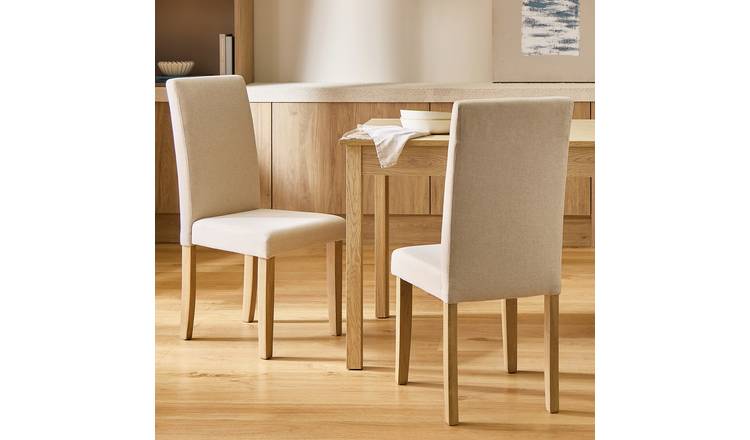 Argos Home Sendi Pair of Fabric Dining Chairs - Cream