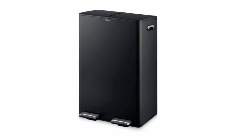 Tower 60L Twin Compartment Recycling Pedal Bin - Black