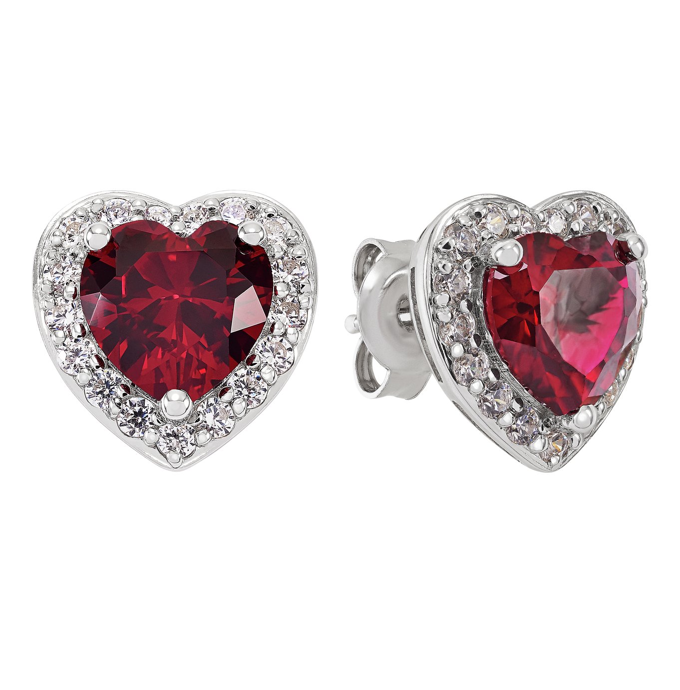 Revere Sterling Silver Heart Cubic Zirconia Stud Earrings