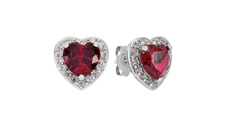 Revere Sterling Silver Heart Cubic Zirconia Stud Earrings