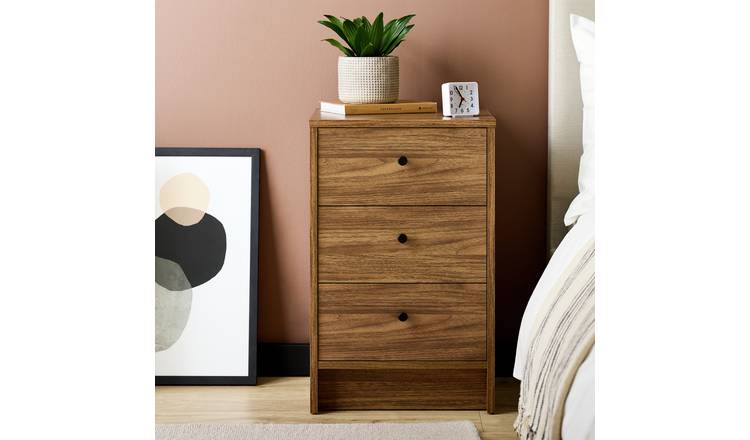 Argos Home Malibu 3 Drawer Bedside Table - Walnut