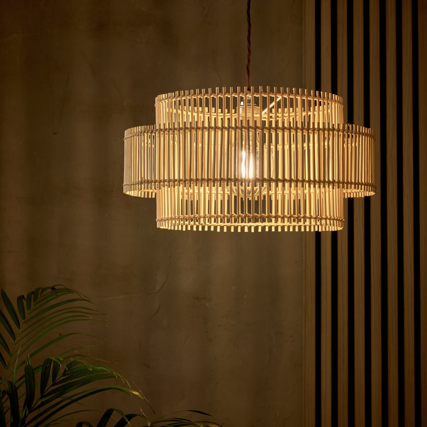 Buy Argos Home Natural Bamboo 2 Tier Easy Fit Lampshade - 40cm