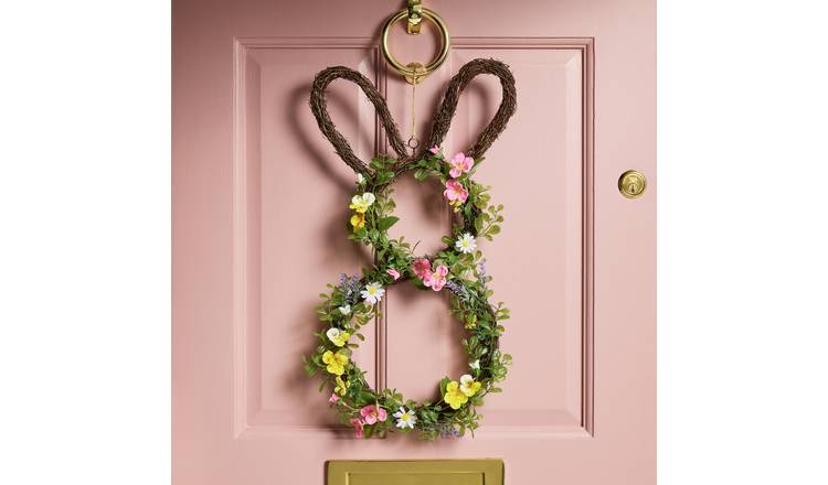 Argos Home Bunny Shaped Floral Easter Wreath