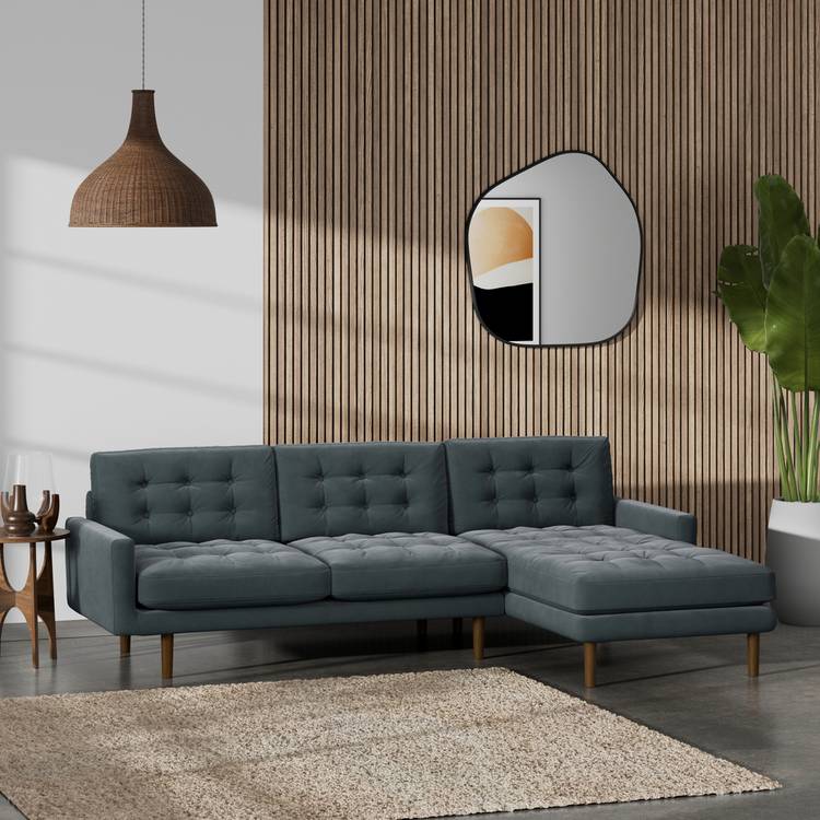 Habitat Fenner Right Hand Corner Sofa - Charcoal - Dark Leg 0