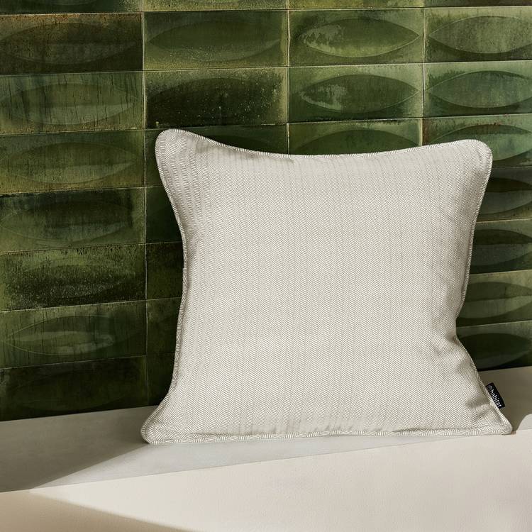 Habitat Pack of 2 Herringbone Cushion Cover Moss Green  0