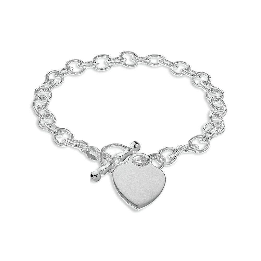 Revere Sterling Silver Personalised Heart Pendant Bracelet
