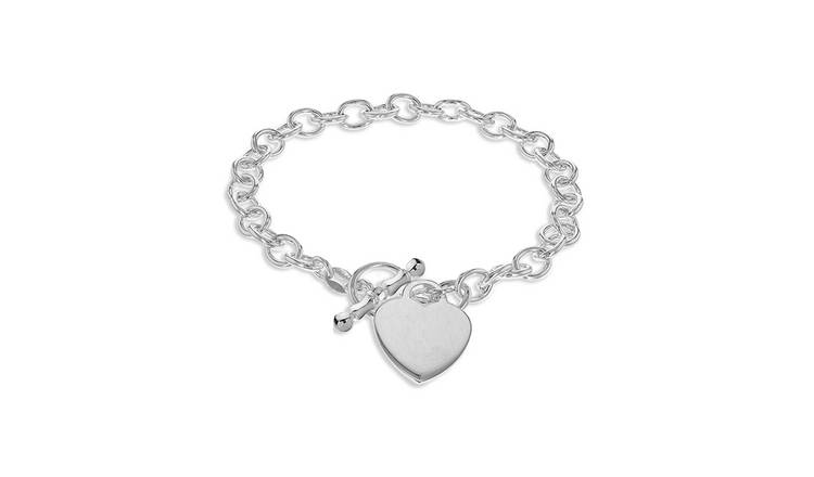 Buy Sterling Silver Personalised Heart Pendant Bracelet | Womens bracelets  | Argos