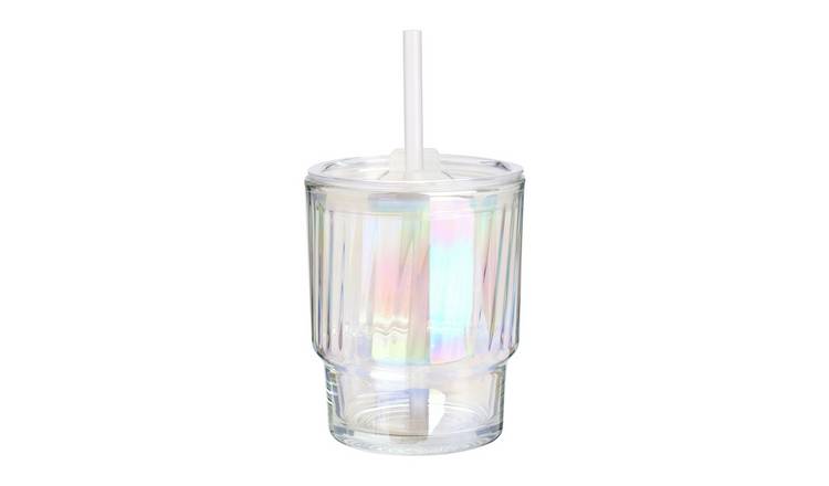 Argos Home Ribbed Clear Glass Coffee Cup - 680ml