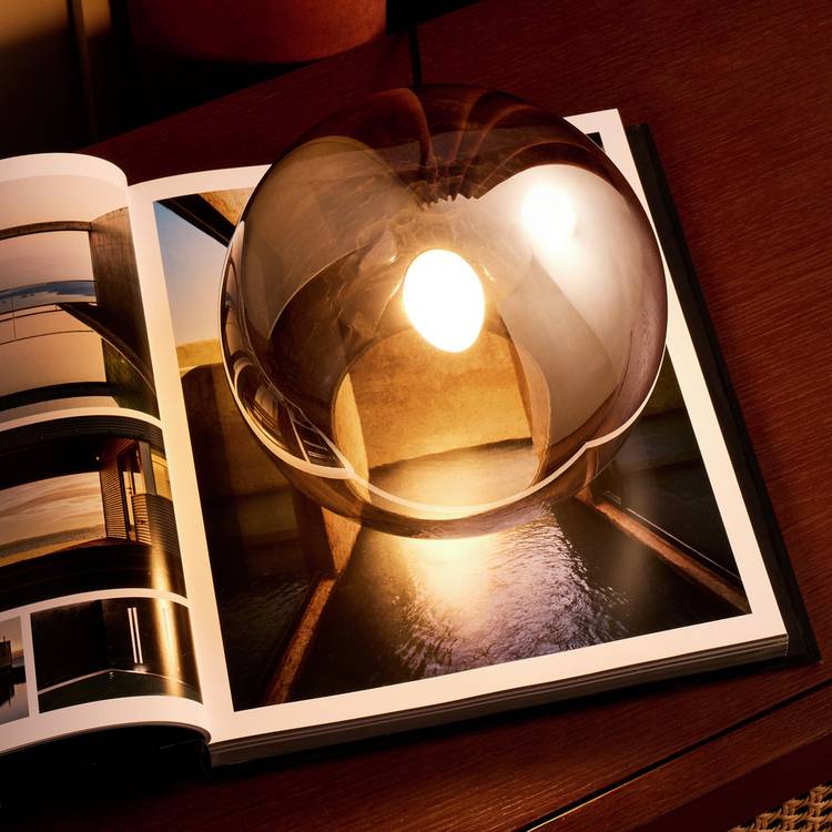 Habitat Caliban Globe Glass Table Lamp - Chrome 0