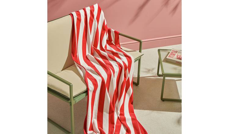 Habitat Stripe Beach Towel - Red & White