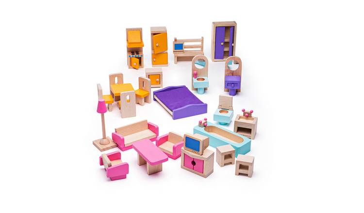 Bigjigs Toys Wooden Dolls House Furniture Set