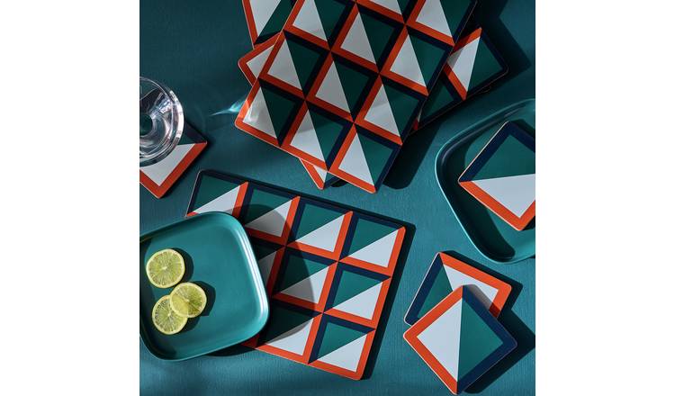 Habitat Geo Cube Set of 4 Placemats and Coasters - Green
