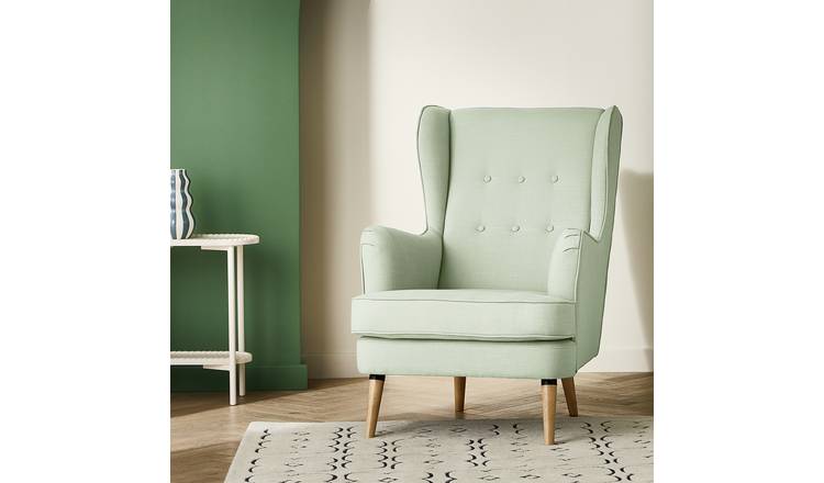 Habitat Callie Fabric Wingback Chair - Green