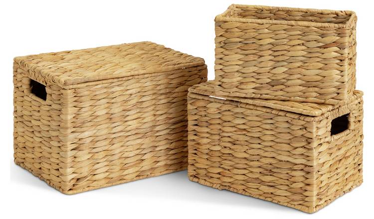 Buy Habitat Pack of 3 Water Hyacinth Storage boxes - Natural ...