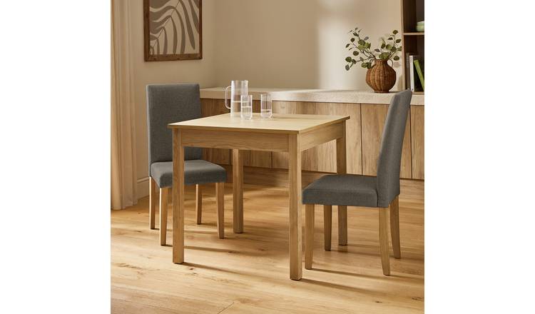 Argos Home Sendi Square Natural Dining Table& 2 Brown Chairs