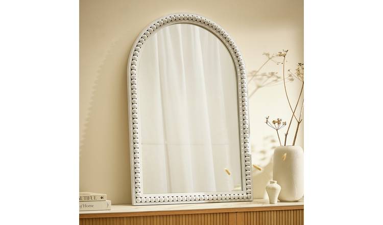 Argos Home Grey Beaded Wooden Arch Wall Mirror - 91x62cm
