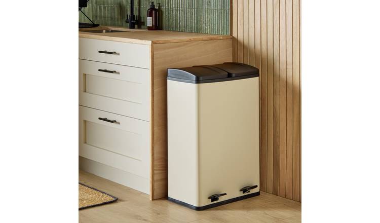 Habitat 60 Litre Twin Compartment Pedal Bin - Cream