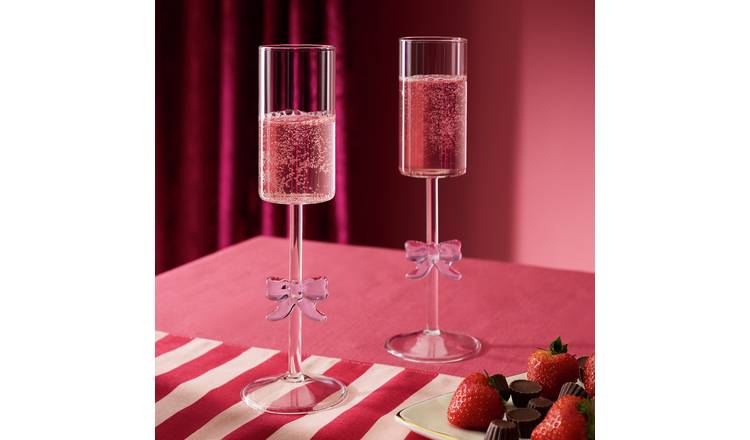 Argos Home Pack of 2 Bow Champagne Glass