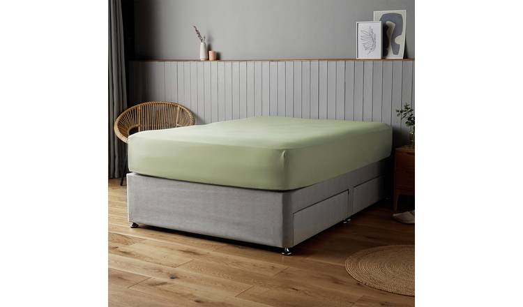 Silentnight Supersoft Plain Green Fitted Sheet - Single