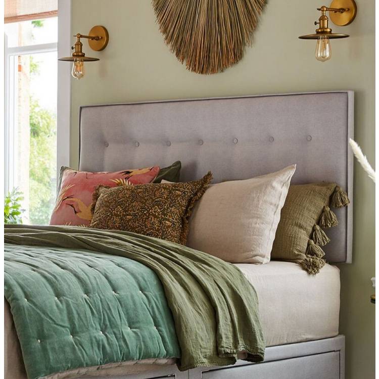 Silentnight Hayez Fabric Double Headboard - Light Grey 0