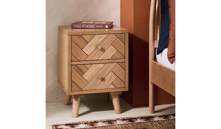 Habitat Afram 2 Drawer Bedside Table - Oak