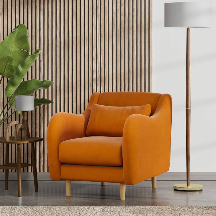 Habitat Turnmill Fabric Armchair - Orange - Ash Leg 0