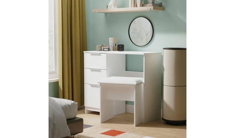 Welcome Orillia 3 Drawer Dressing Table & Stool - White
