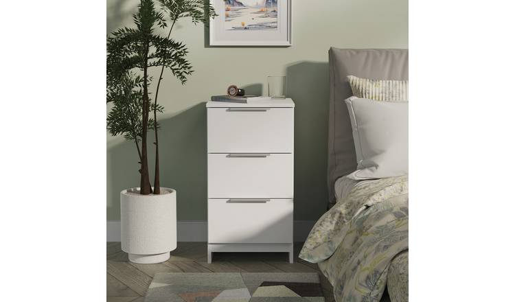 Welcome Orillia 3 Drawer Bedside Table - White