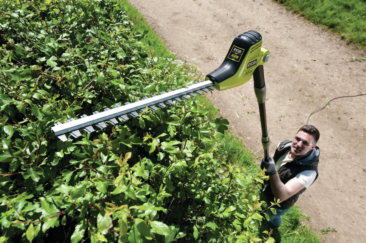 ryobi electric pole hedge trimmer