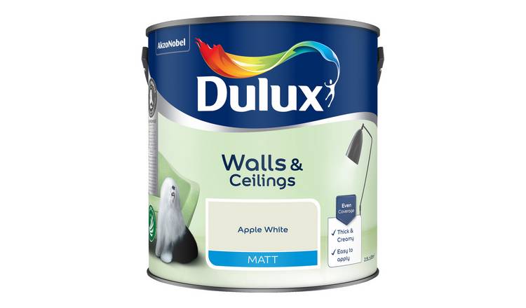 Dulux Walls & Ceilings Matt Paint Apple White - 2.5L