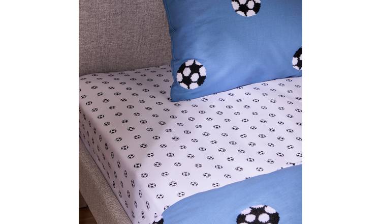 Argos Home Football Printed White Fitted Sheet - Double