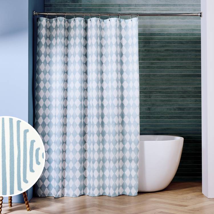 Habitat Timeless Antibacterial Shower Curtain - Blue 0