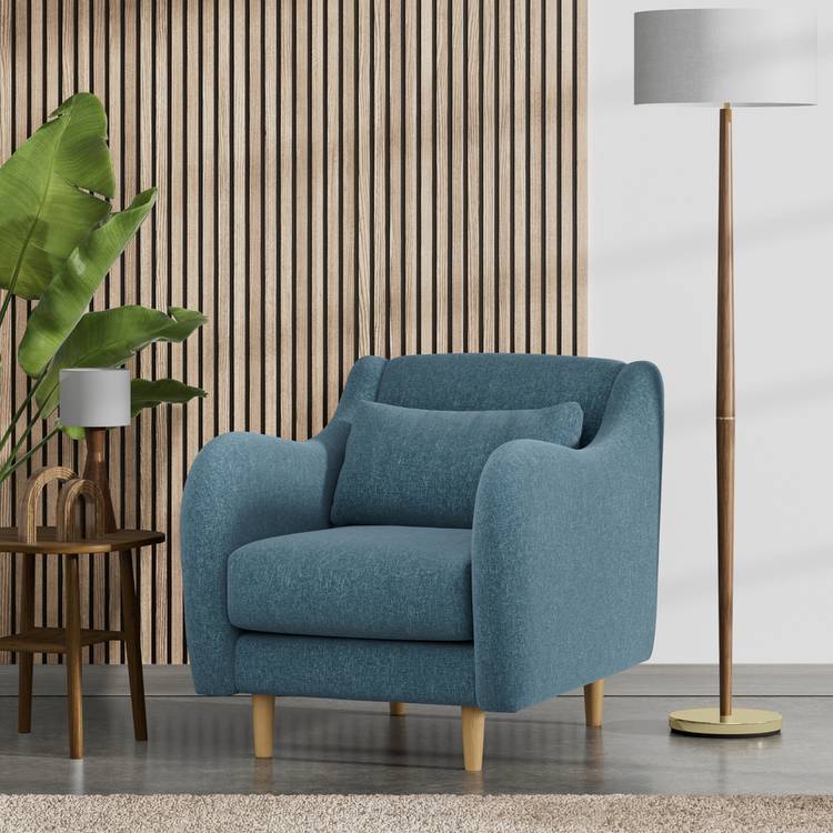 Habitat Turnmill Fabric Armchair - Blue - Ash Leg 0