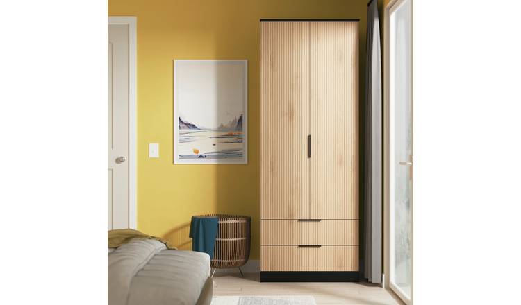 Welcome Tofino 2 Door 2 Drawer Wardrobe - Black & Oak