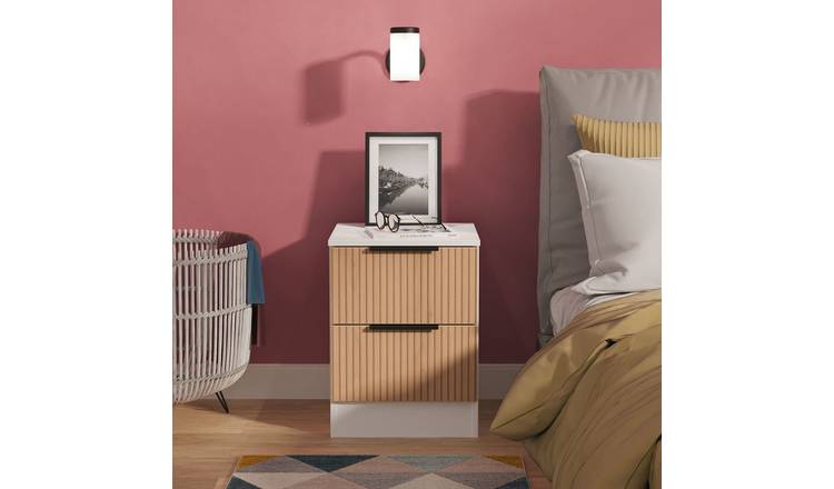 Welcome Tofino 2 Drawer Bedside Table - White & Oak