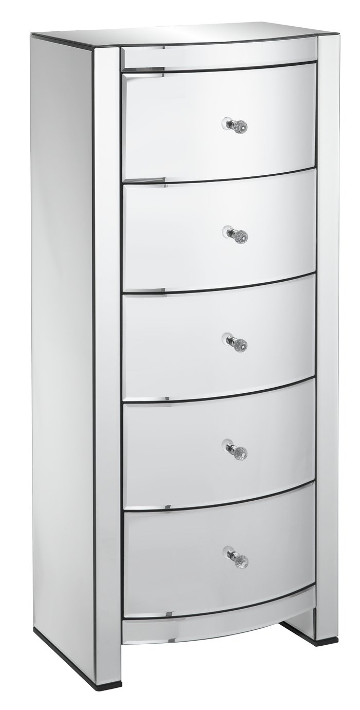 Argos Home Canzano 5 Drawer Tallboy - Mirrored