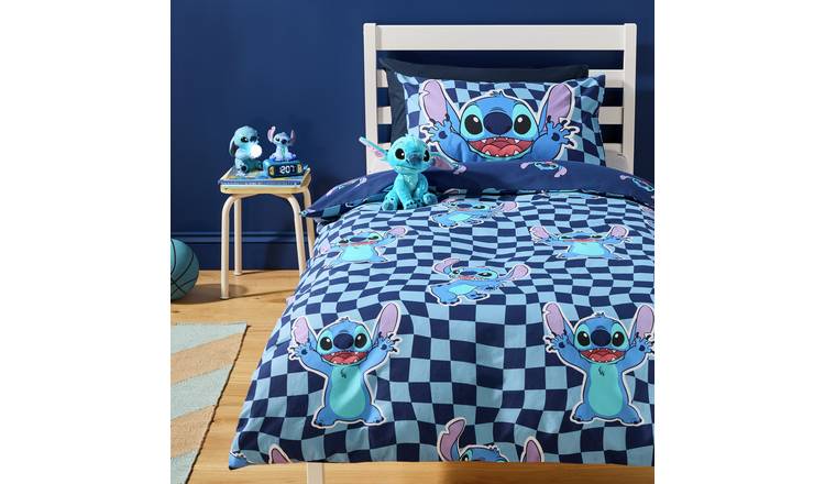 Disney Stitch Checkerboard Blue Kids Bedding Set - Double