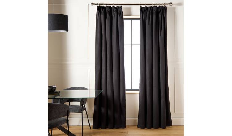 Habitat Blackout Pencil Pleat Curtain - Black - 229x229cm