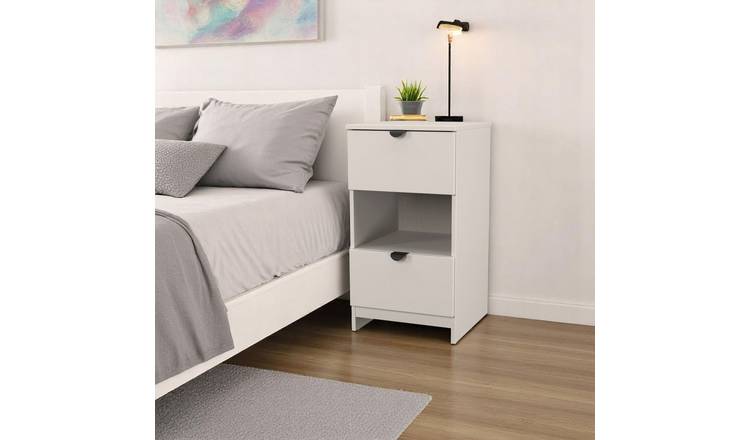 Welcome Canmore 2 Drawer Bedside Table - White