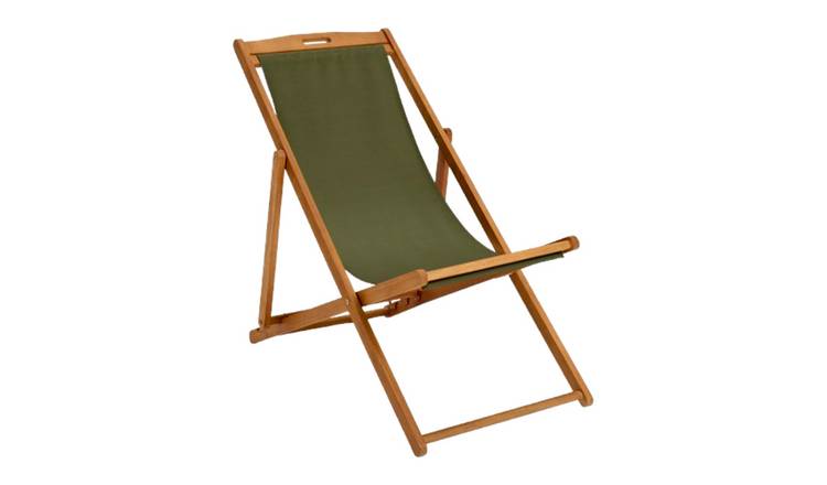 Habitat Folding Wooden Garden Deck Chair - Green