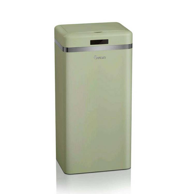 Swan 45L Retro Square Sensor Bin - Sage 0